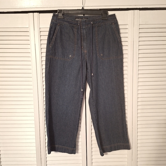 Chico's Denim - Chico's vintage pinstripe cotton crop capri Jean's sz 1 8 *A1